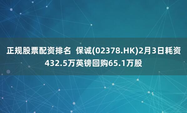 正规股票配资排名  保诚(02378.HK)2月3日耗资432.5万英镑回购65.1万股