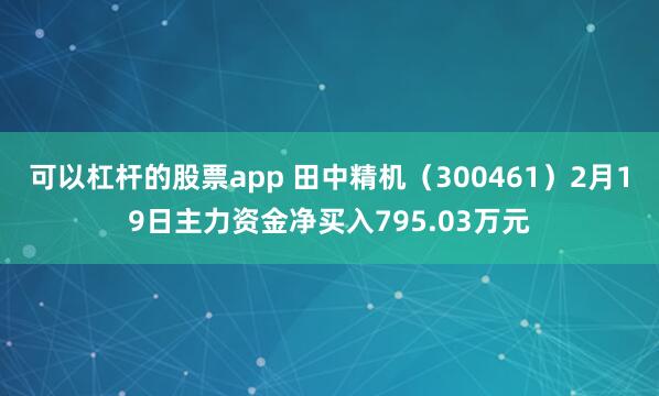 可以杠杆的股票app 田中精机（300461）2月19日主力资金净买入795.03万元