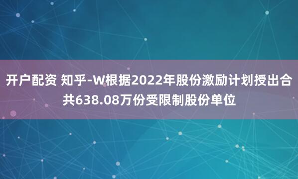 开户配资 知乎-W根据2022年股份激励计划授出合共638.08万份受限制股份单位